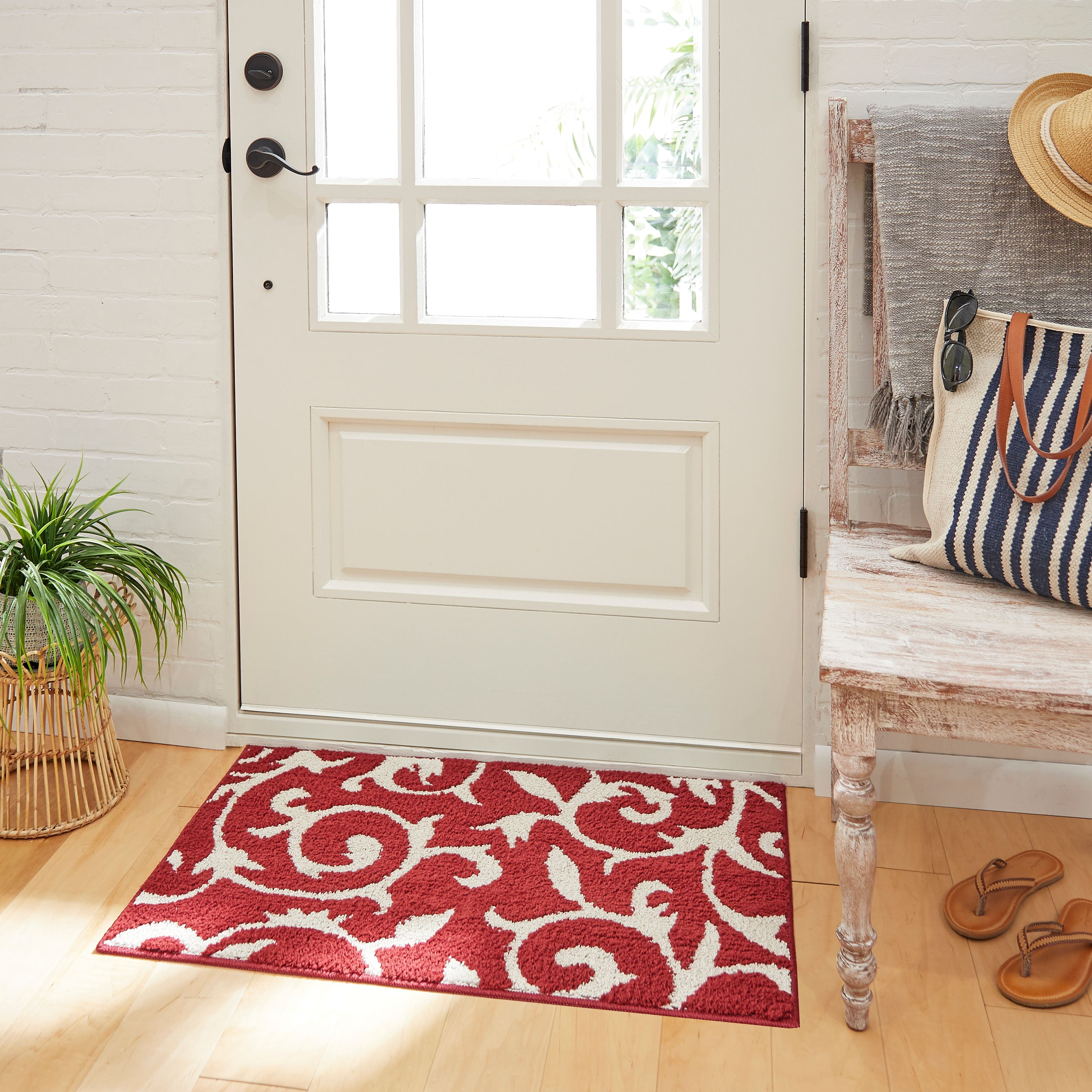 Mainstays Williston Floral Indoor Living Room Accent Rug, Red, 2'6" x 3