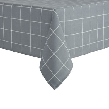 Mainstays Windowpane Fabric Tablecloth, Grey, 60"W x 102"L Rectangle