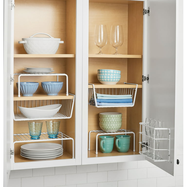 Mainstays Wire 6-Piece Organizing Set, Cabinet and Pantry Organizers, White  