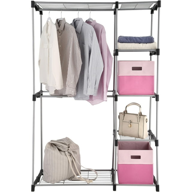 Mainstays Wire Shelf Closet Organizer, 2Tier, Easy to Assemble