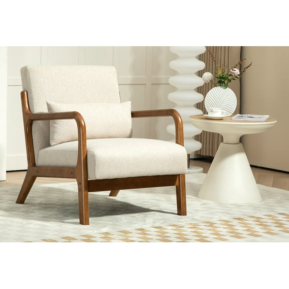 Mainstays Wood Arm Accent Chair, Beige
