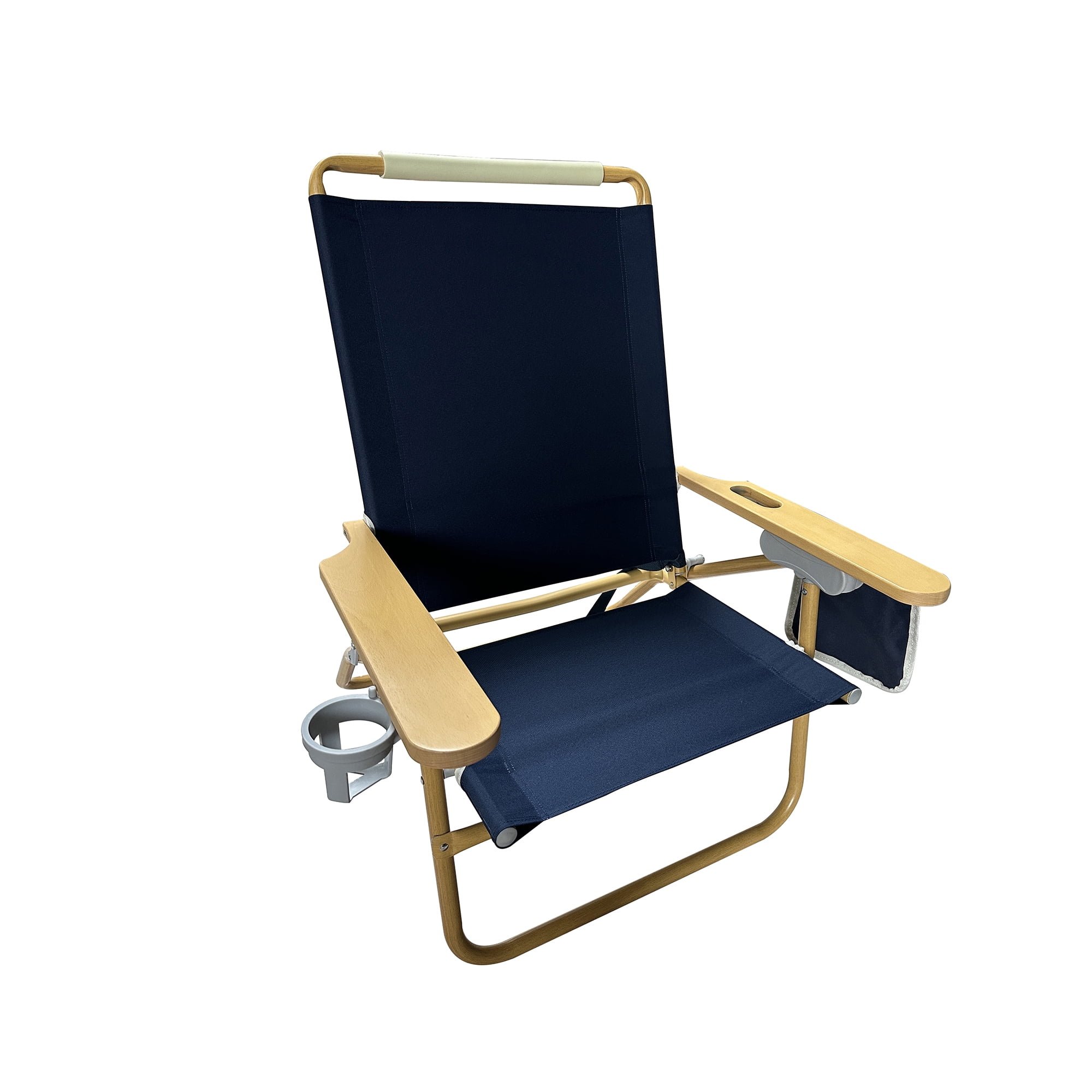 Mainstays Wood Arm Resort Comfort Beach Fabric Chair, Blue