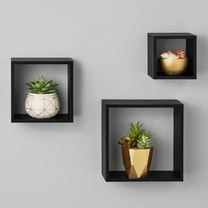 Mainstays Wood Cube Shelf Set Modern 4"x9"