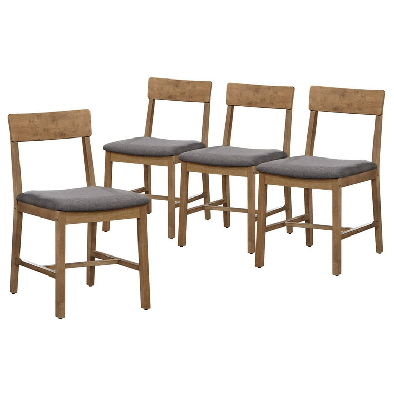 Grey fabric oak dining chairs sales