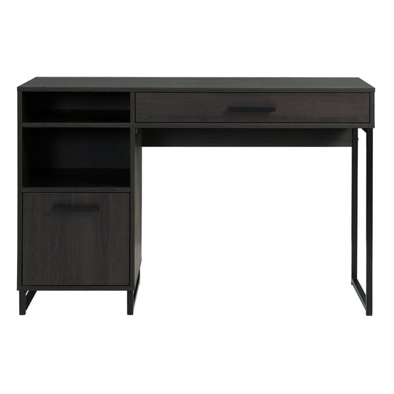 Mainstays Wood & Metal Writing Desk with 1 Drawer &1 Door for Teens/Adult, 29.92 in, Espresso Finish