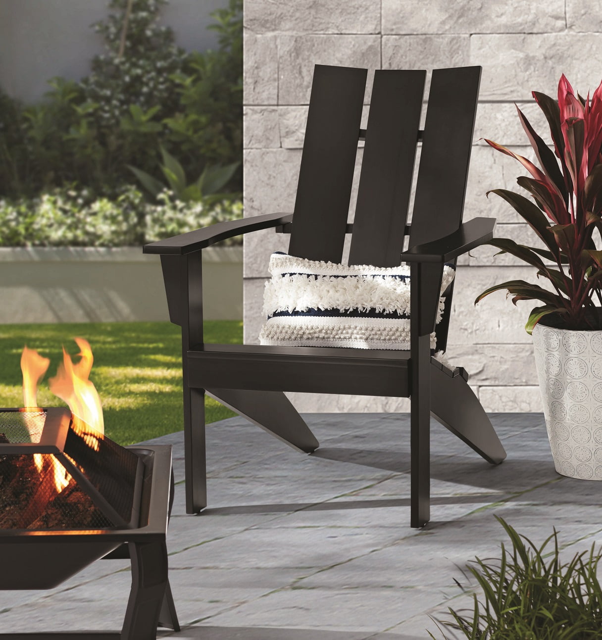 Mainstays Wood Modern Adirondack Chair, Black Color