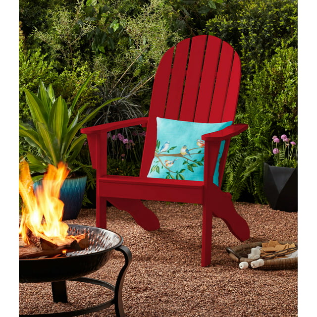 Mainstays Wood Outdoor Adirondack Chair, Red Color