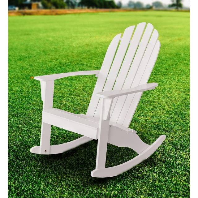Mainstays Wood Outdoor Adirondack Rocking Chair, White
