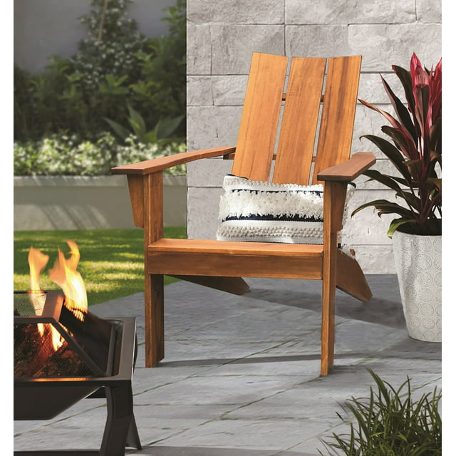 Mainstays Wood Outdoor Modern Adirondack Chair, Natural Color