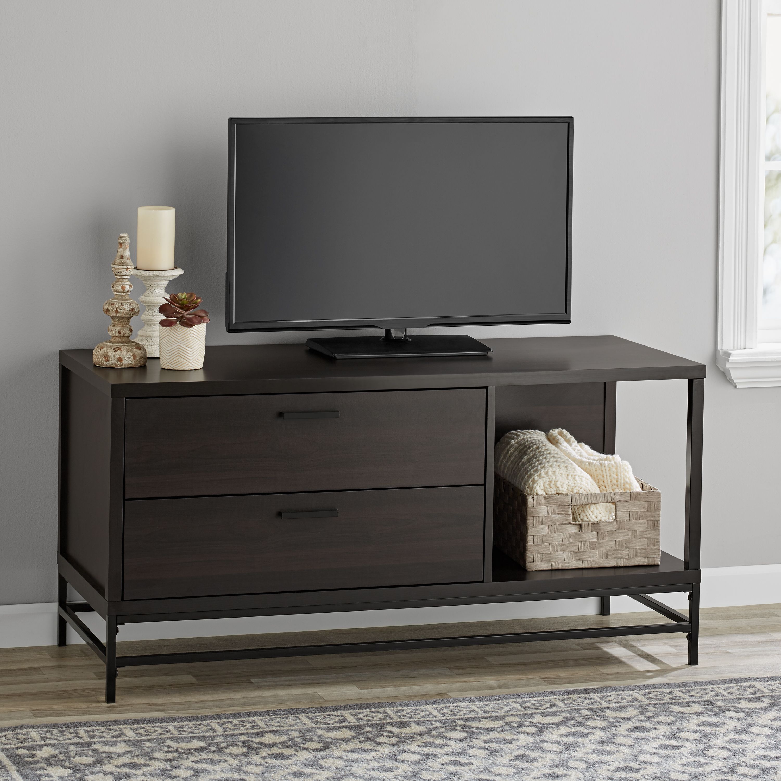Mainstays Wood and Metal TV Stand for TVs up to 55", Espresso - image 1 of 4