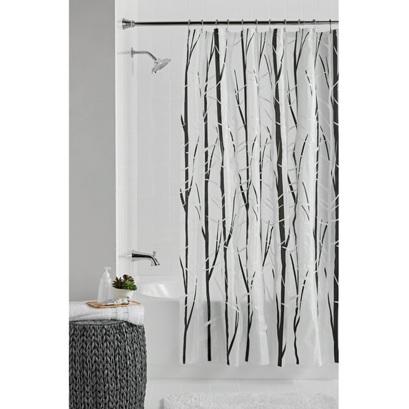 Mainstays Woodland 70" x 72" PEVA Black/White Shower Curtain or Liner