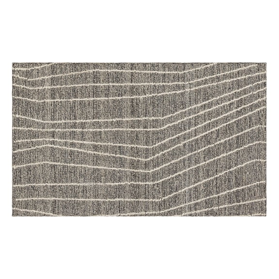 Mainstays Wool Lines Plush Tufted Indoor Area Rug, Grey, Fade Resistant, 1 ft 8 in x 2 ft 10 in