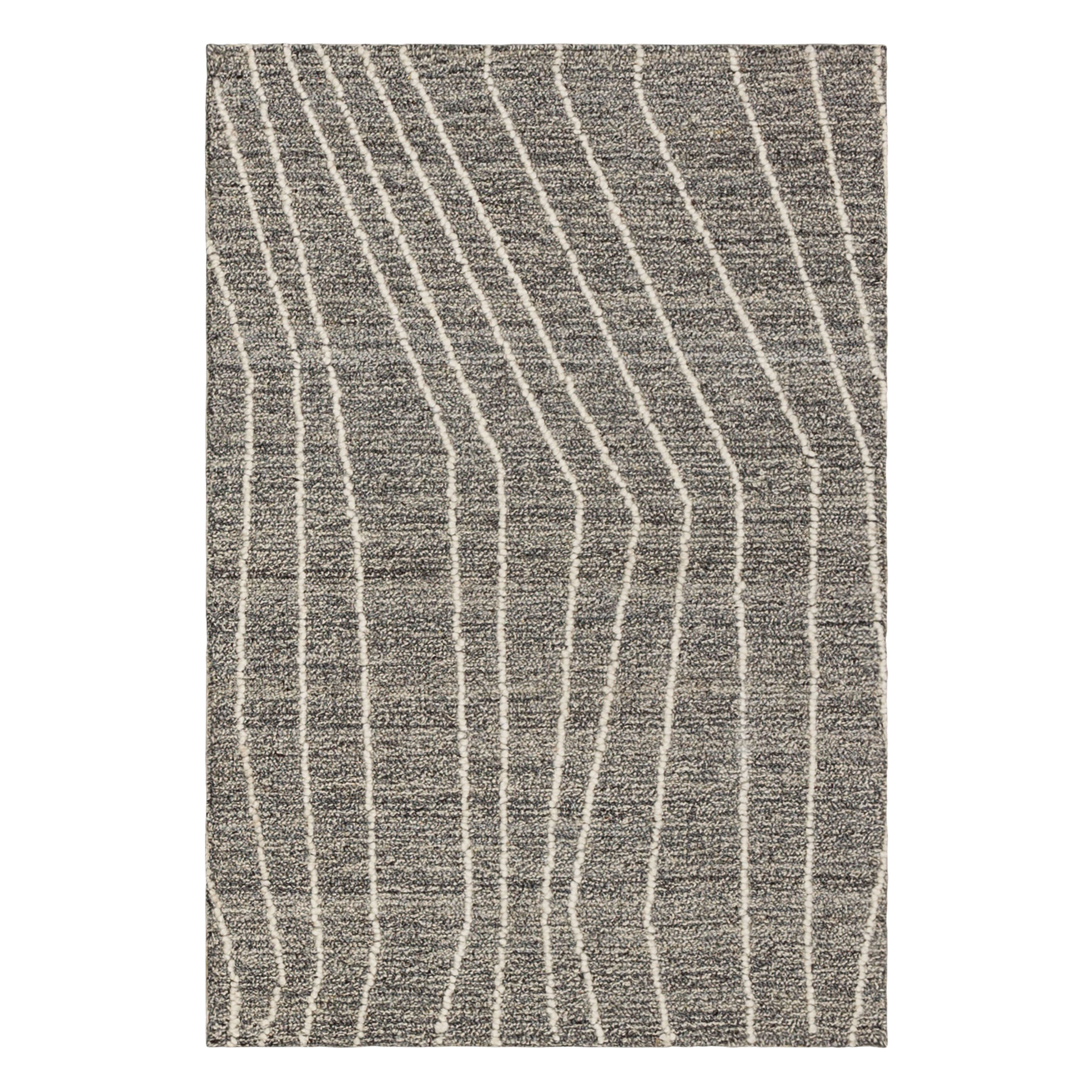 Mainstays Wool Lines Plush Indoor Fade Resistant Tufted Area Rug, Grey, 2'6" x 3'9"