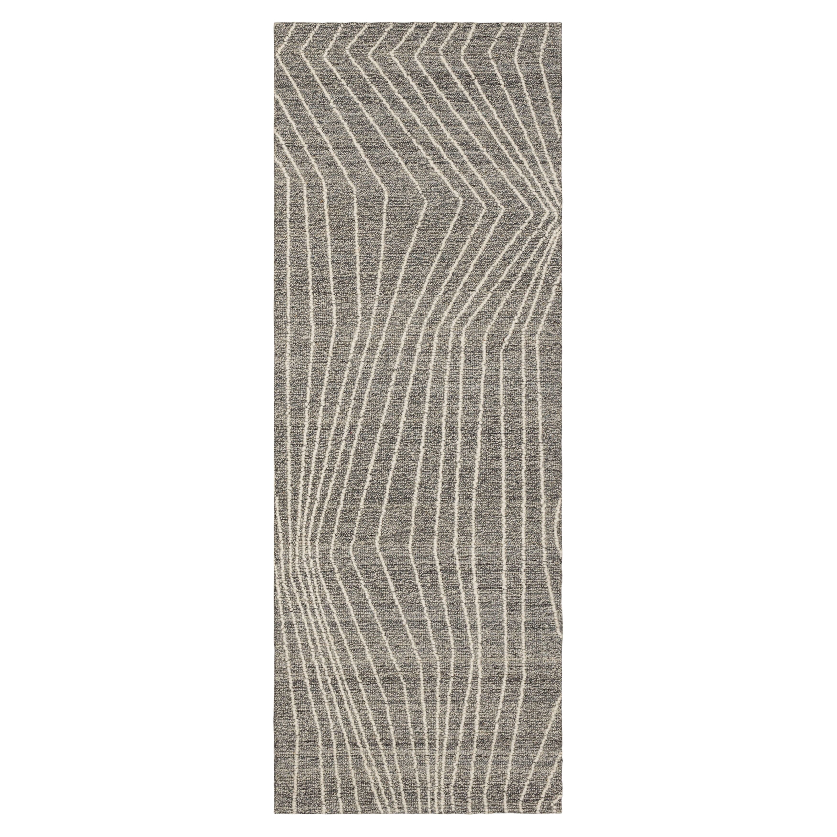 Mainstays Wool Lines Plush Indoor Fade Resistant Tufted Area Rug, Grey, 2'6" x 7'