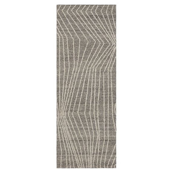 Mainstays Wool Lines Plush Indoor Fade Resistant Tufted Area Rug, Grey, 2'6" x 7'