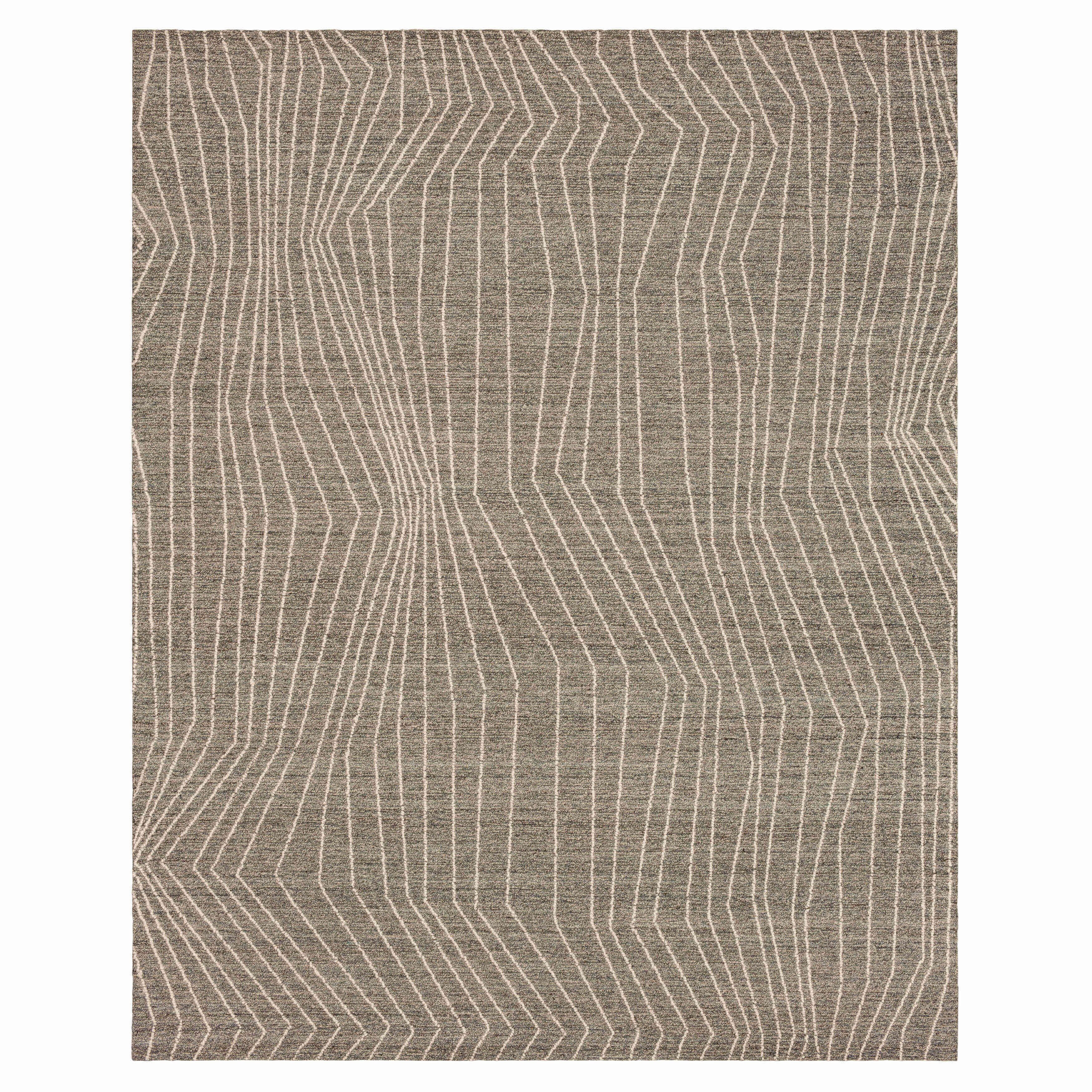 Mainstays Wool Lines Plush Indoor Fade Resistant Tufted Area Rug, Grey, 8' x 10'