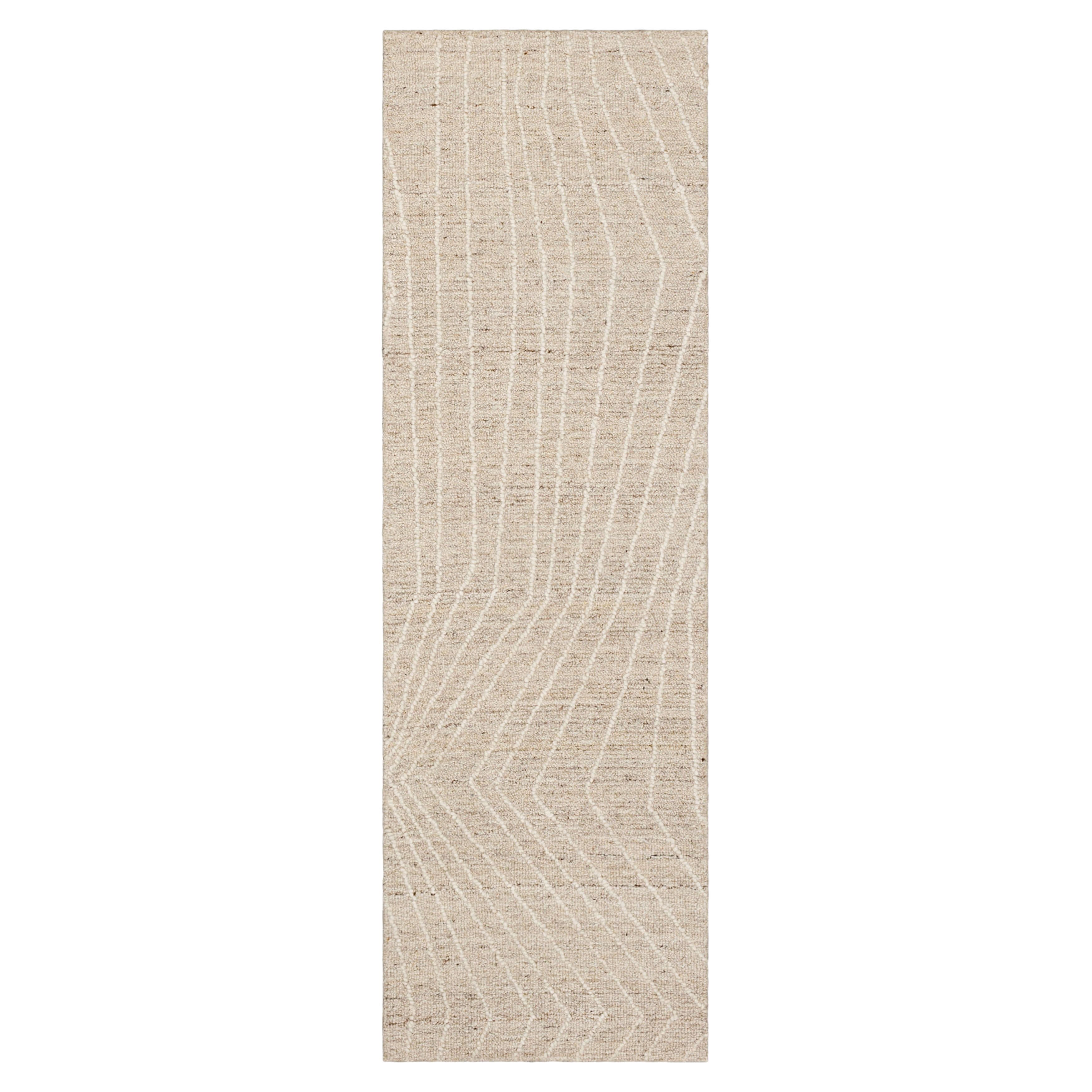 Mainstays Wool Lines Plush Indoor Fade Resistant Tufted Area Rug, Ivory, 1'10" x 6'