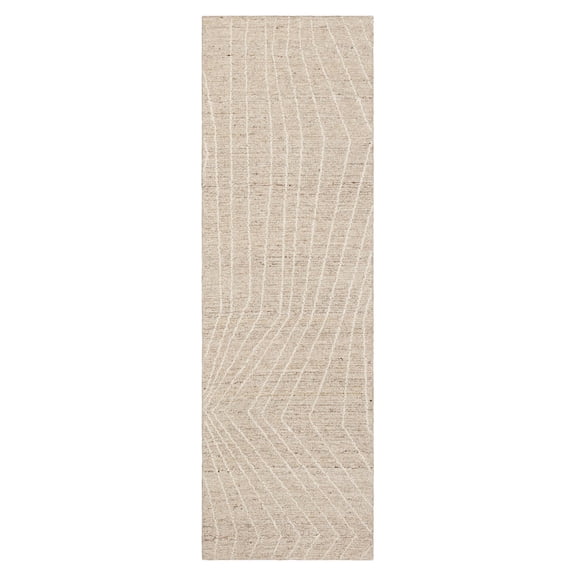 Mainstays Wool Lines Plush Indoor Fade Resistant Tufted Area Rug, Ivory, 1'10" x 6'