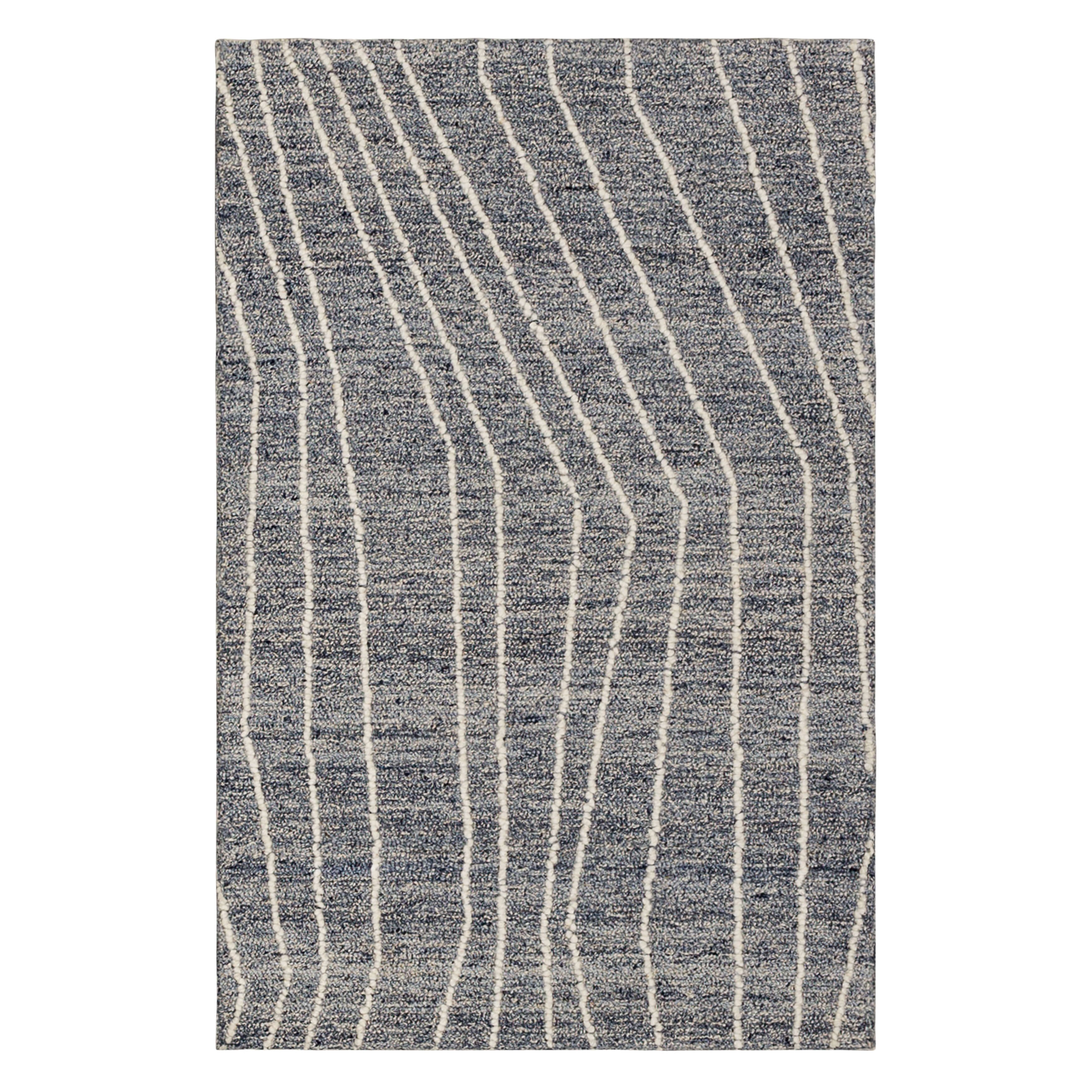 Mainstays Wool Lines Plush Indoor Fade Resistant Tufted Area Rug, Navy, 2 ft 6 in x 3 ft 9 in