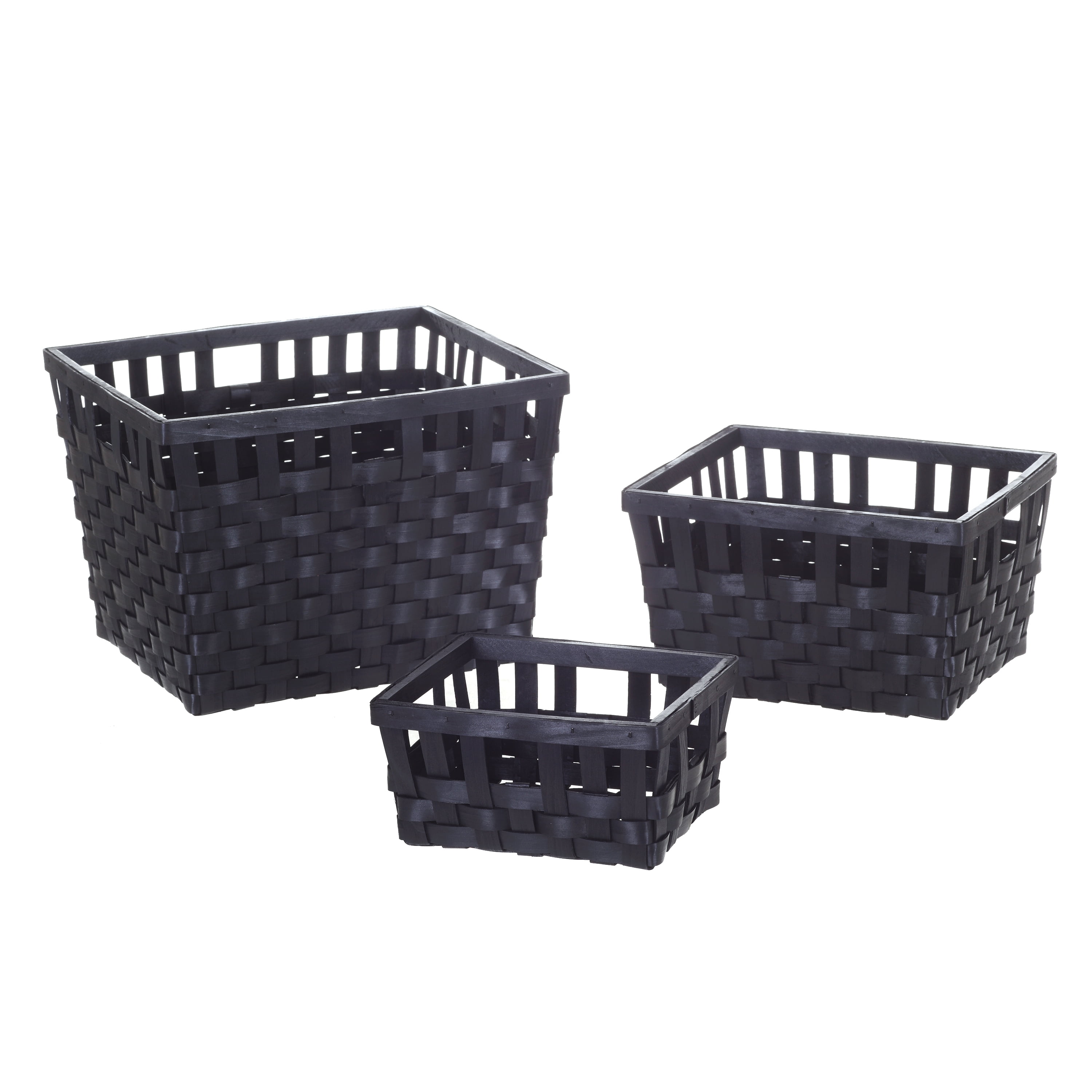 Mainstays Woven 3 Piece Decorative Basket Set, Black