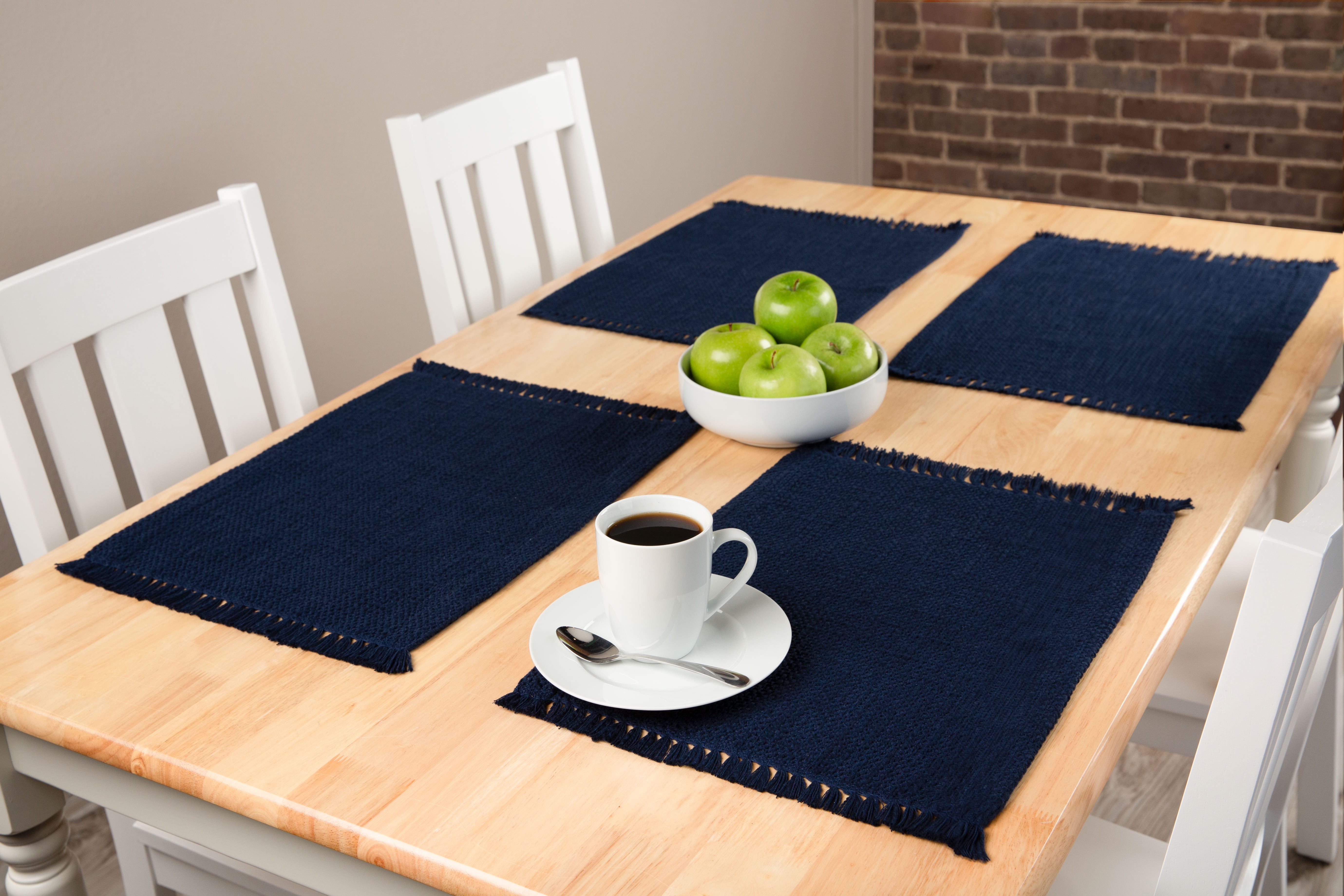 Cotton Linen Elegant Placemats Khaki/ Coffee/ Blue Dining Table