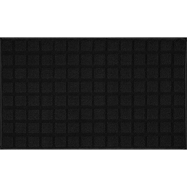 Mainstays 18" x 30" Black Woven Rug with Grid Pattern
