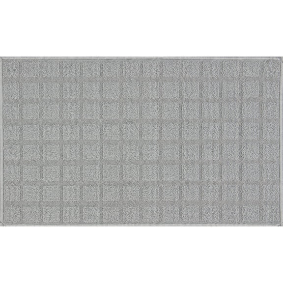 Mainstays Area Rug Gray Woven Grid Machine Washable for Indoor Use