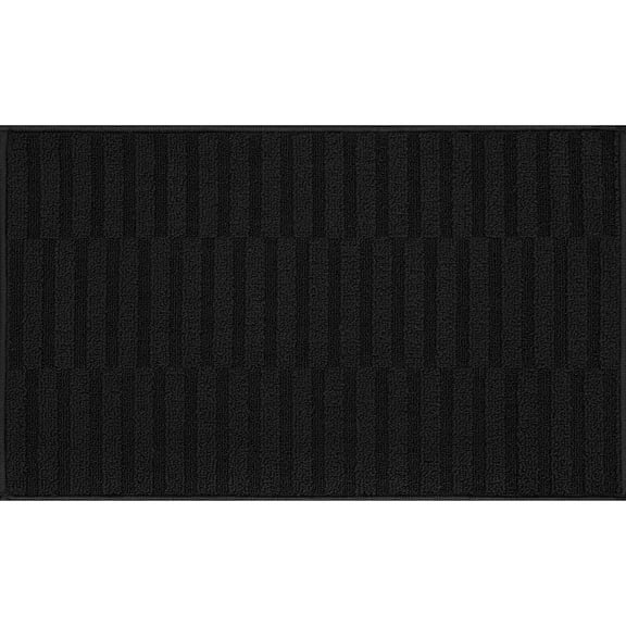 Mainstays Woven Rug Line Check Black for Indoor Use