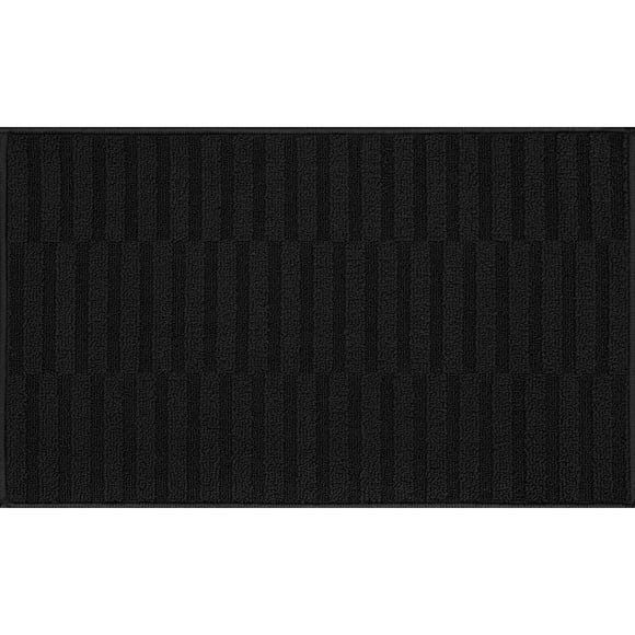 Mainstays Woven Rug Line Check Black for Indoor Use