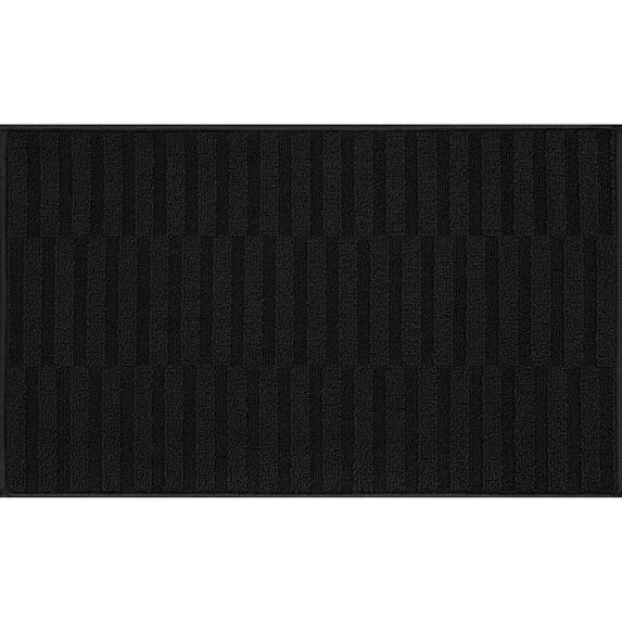 Mainstays Woven Rug Line Check Black for Indoor Use
