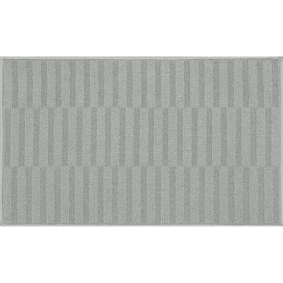 Mainstays Light Gray Woven Indoor Rug, High/Low Pattern, 18" x 30"