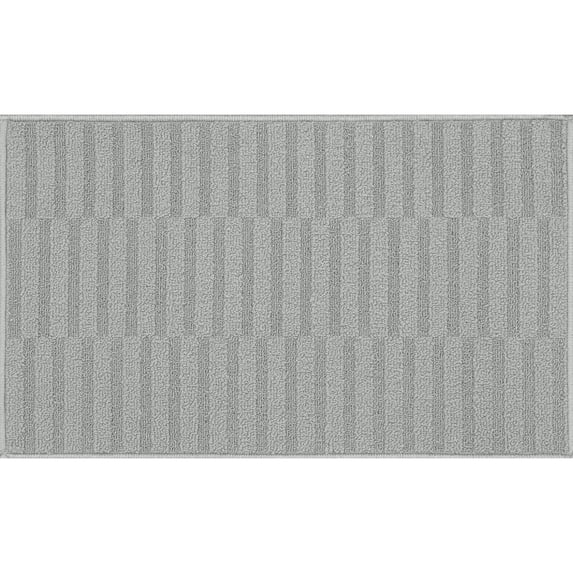 Mainstays Light Gray Woven Indoor Rug, High/Low Pattern, 18" x 30"