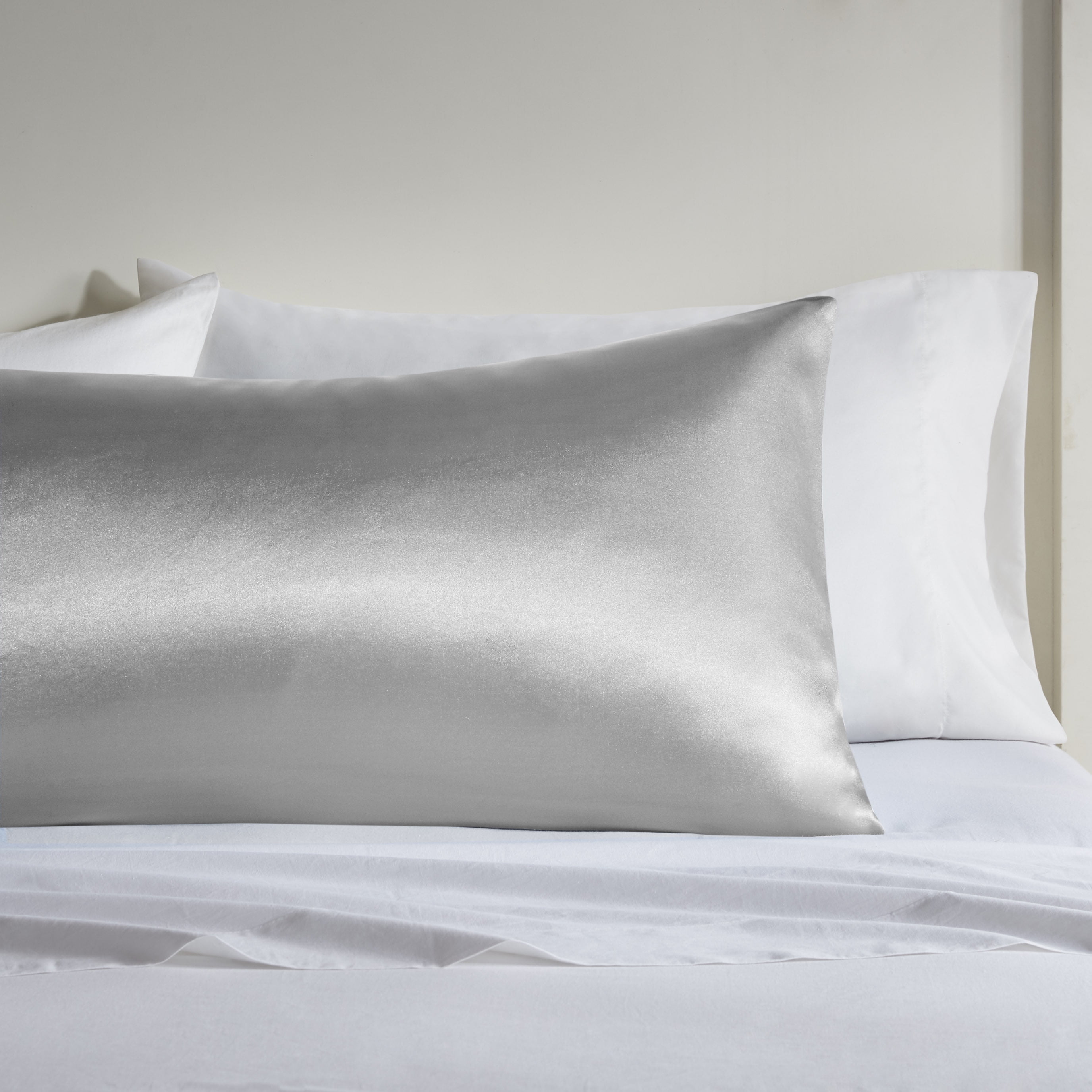 Mainstays Satin Standard Pillowcase Cover, Grey, 20