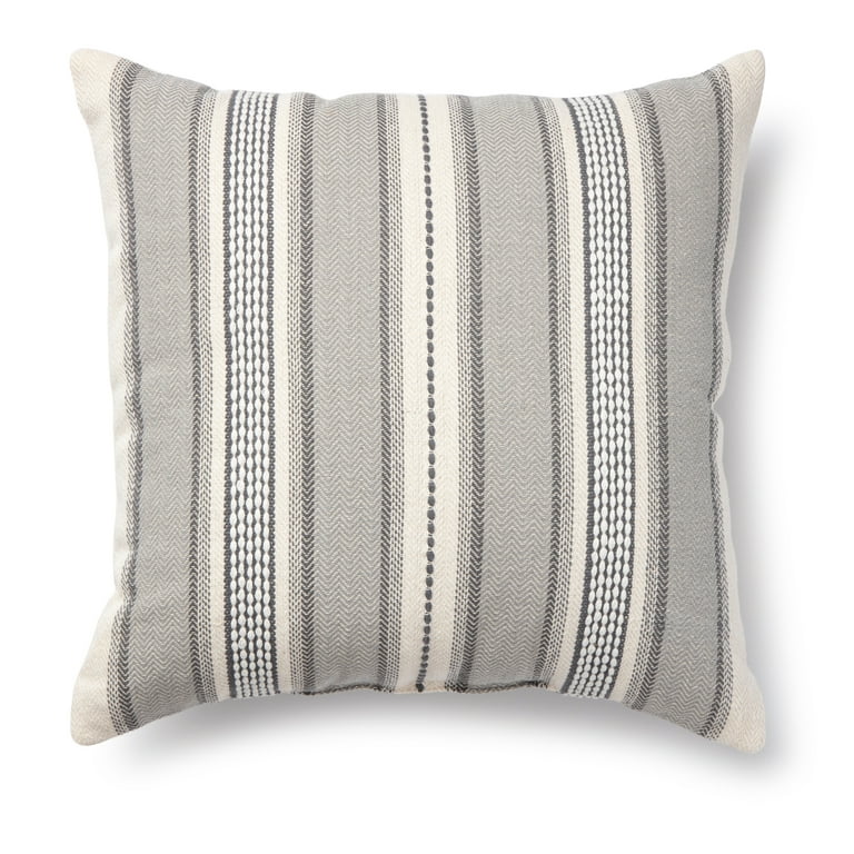 Mainstays Woven Stripe Decorative Pillow, 18 x 18, Gray, 1 per Pack