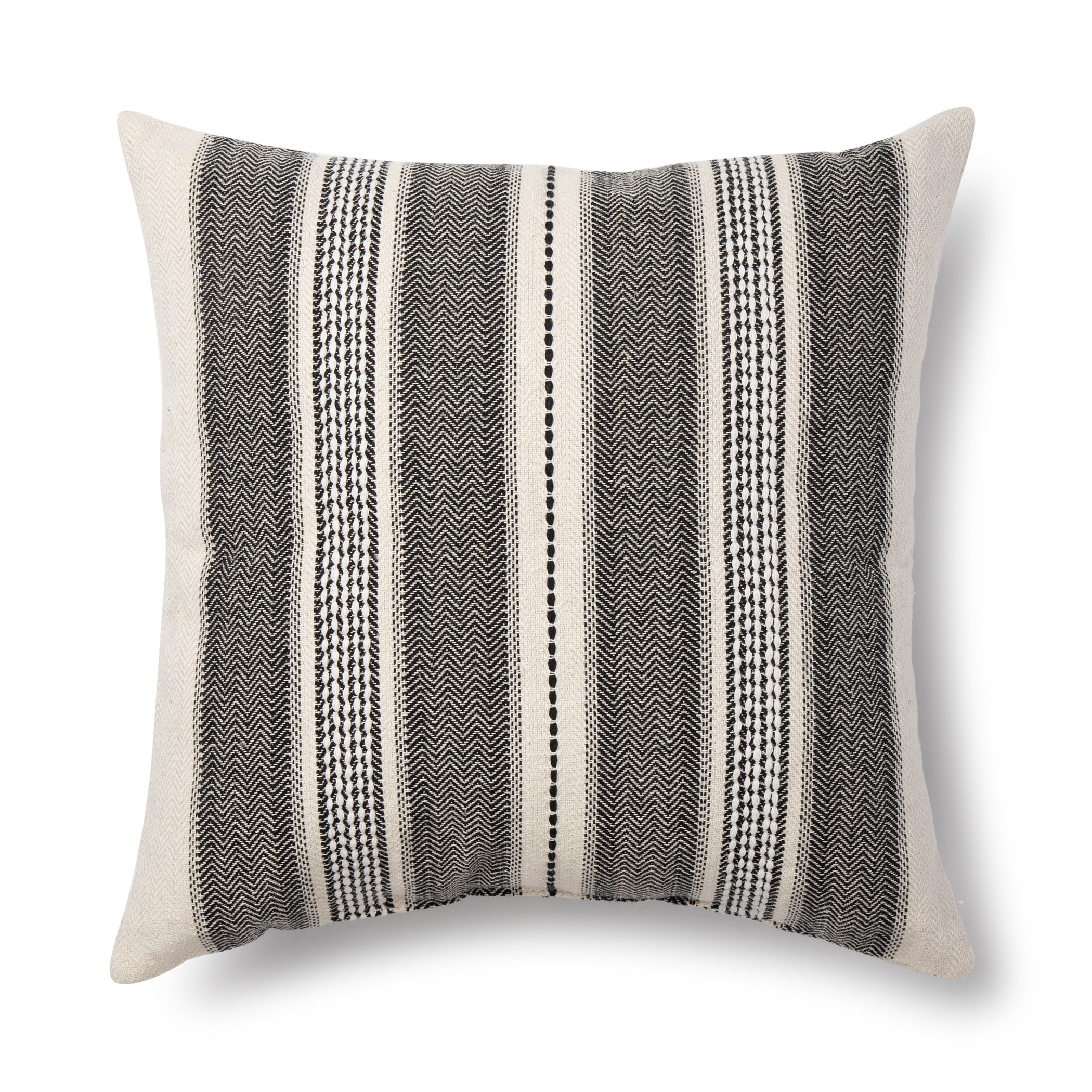 Mainstays Woven Stripe Decorative Pillow, 18x18, Black