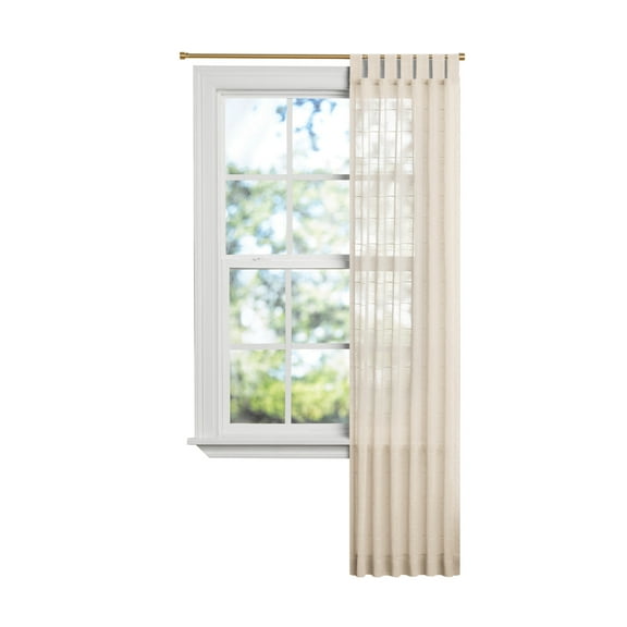 Mainstays Woven Stripe Sheer Indoor Curtain Single Panel, Tab Top, Papyrus Beige, Polyester, 50"W x 84'L, Adult