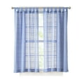 thumbnail image 1 of Mainstays Woven Stripe Sheer Tab Top Curtain, Single Panel, Blue, 50" W x 63" L, 1 of 6