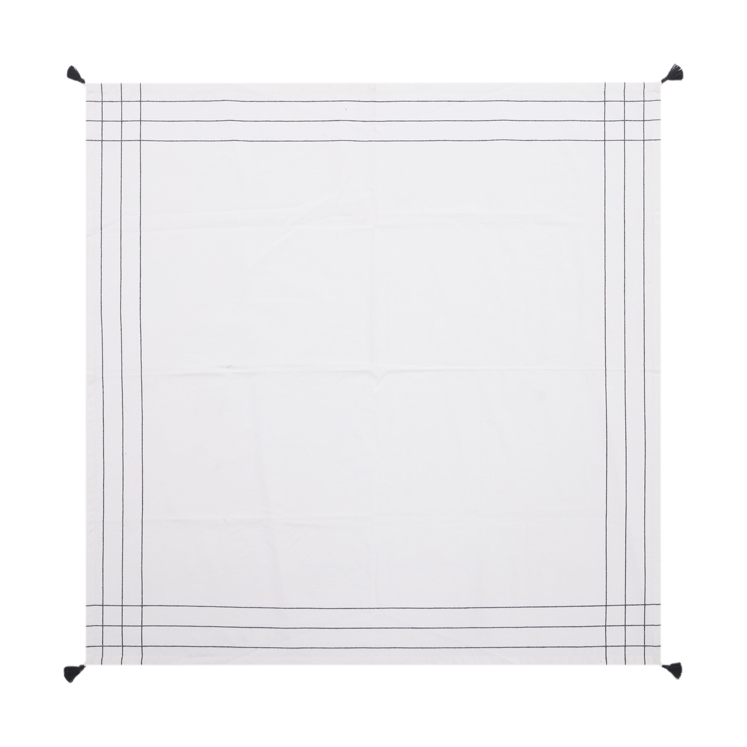 Mainstays Woven Table Throw, White with Black Border, 1 Count