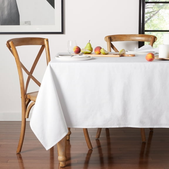Mainstays Yale Fabric Tablecloth, White, 60"W x 102"L Rectangle