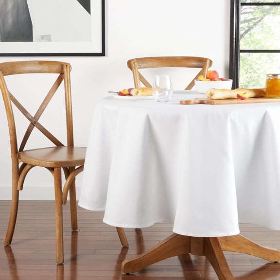 Mainstays Yale Fabric Tablecloth, White, 70" Round