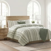 Mainstays Yarn Dyed Stripe 5-Piece Green Comforter Set, King
