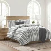 Mainstays Yarn Dyed Stripe 5-Piece Grey Comforter Set, Full/Queen