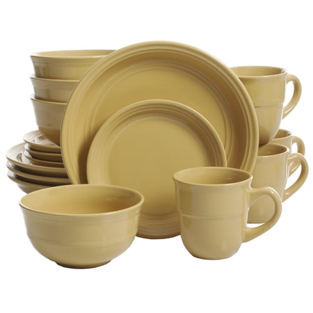 Mainstays Yellow Rainforest 16-Pieces Dinnerware Set