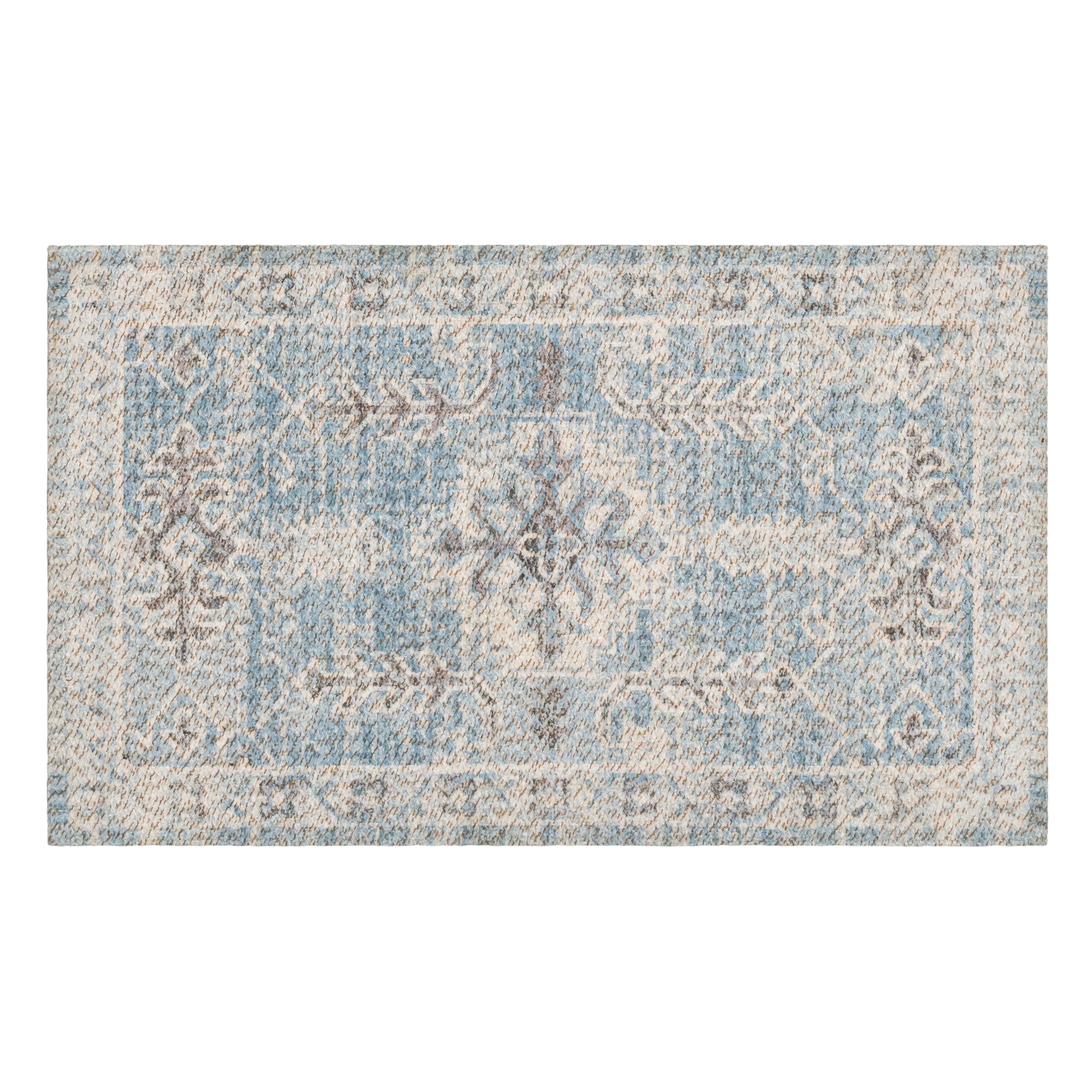 Mainstays Zula Acacia Low Pile Stain/Fade Resistant Polyester Indoor Accent Rug, Blue, 1'8" x 2'10"