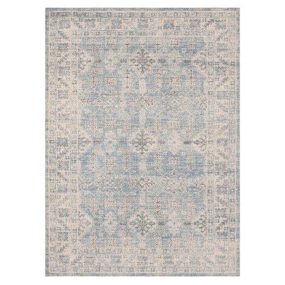 Mainstays Zula Acacia Low Pile Stain- and Fade-Resistant Polyester Indoor Area Rug, Blue, 5 ft x 7 ft