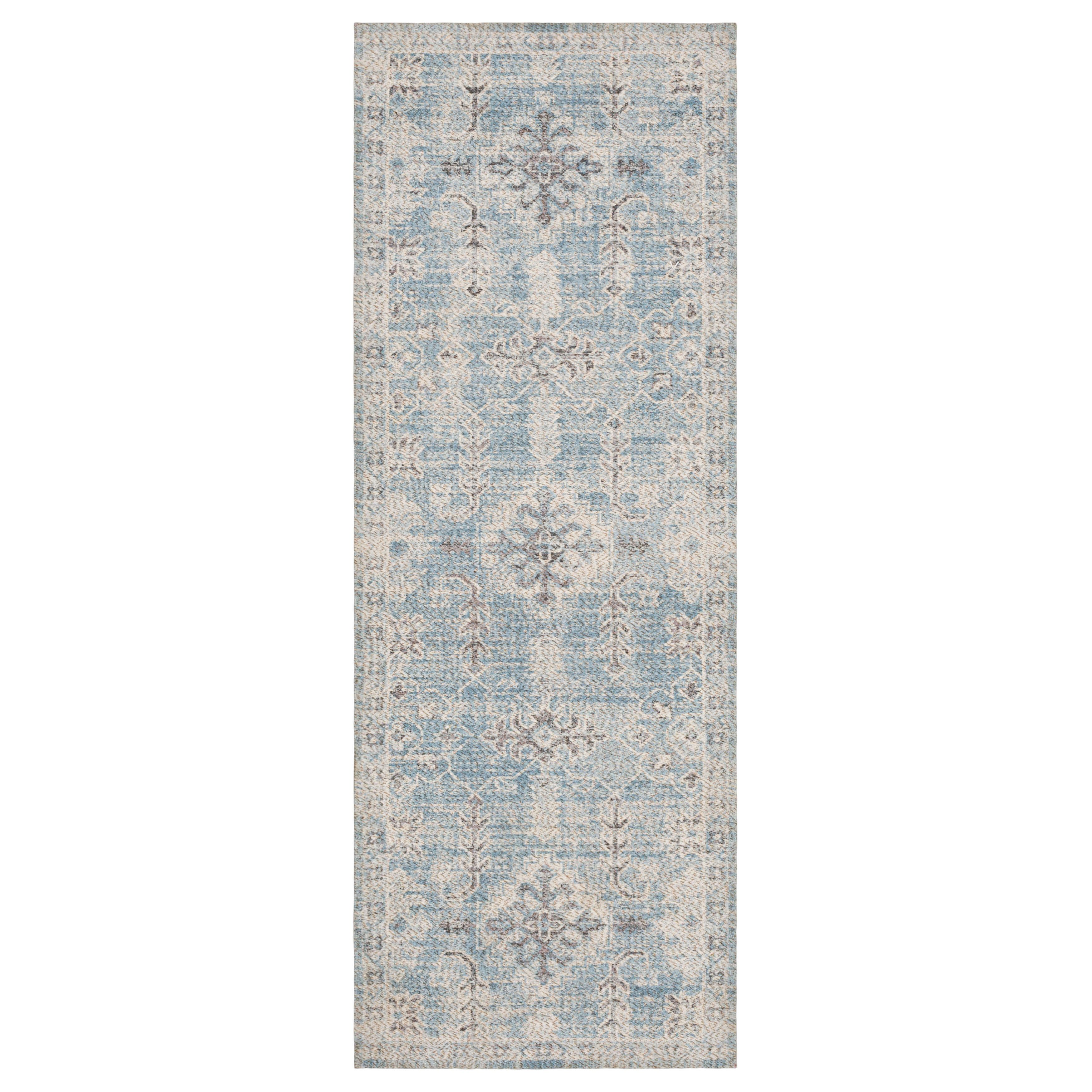 Mainstays Zula Acacia Low Pile Stain/Fade Resistant Polyester Indoor Runner Rug, Blue, 2'6" x 7'