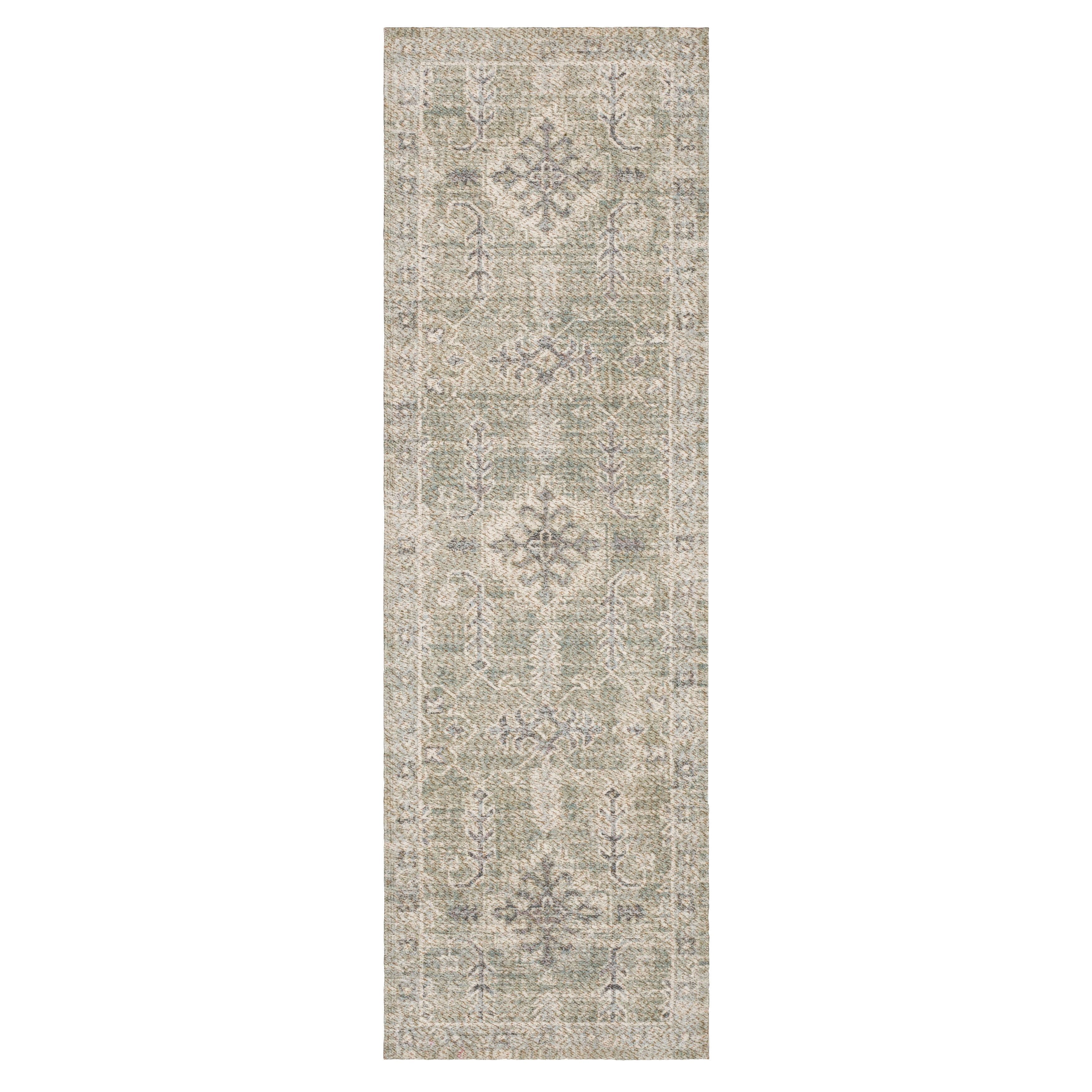 Mainstays Zula Acacia Low Pile Stain/Fade Resistant Polyester Indoor Runner Rug, Green, 1'10" x 6'