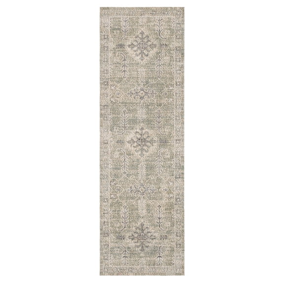 Mainstays Zula Acacia Low Pile Stain/Fade Resistant Polyester Indoor Runner Rug, Green, 1'10" x 6'