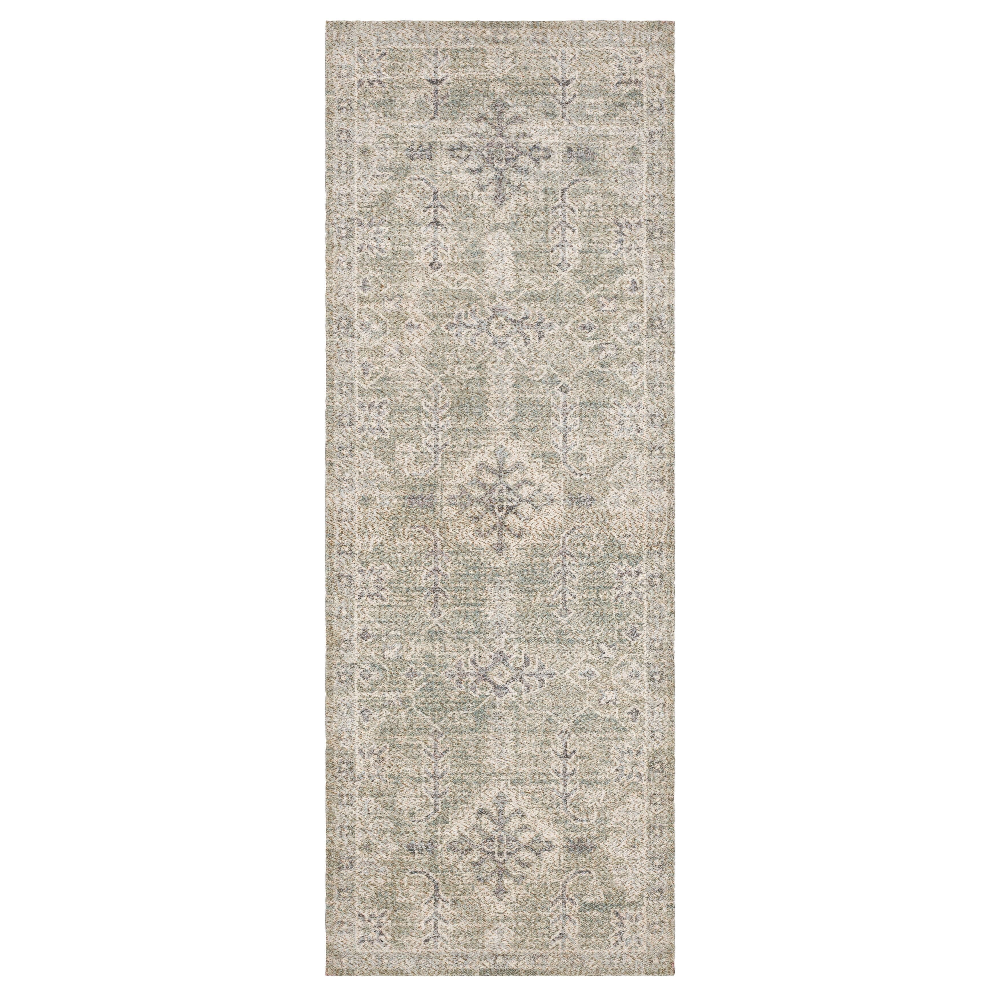 Mainstays Zula Acacia Low Pile Stain/Fade Resistant Polyester Indoor Runner Rug, Green, 2'6" x 7'