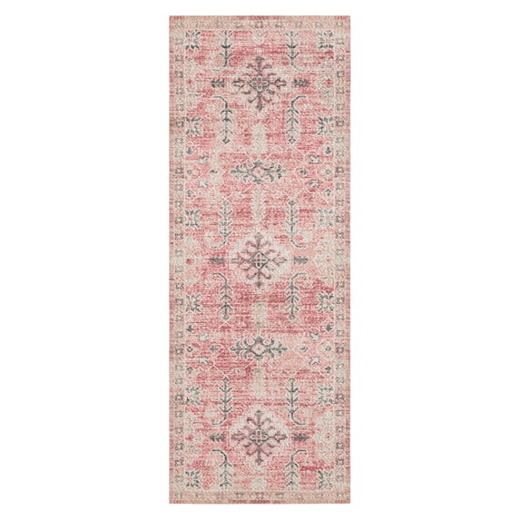 Mainstays Zula Acacia Low Pile Stain/Fade Resistant Polyester Indoor Runner Rug, Pink, 2'6" x 7'
